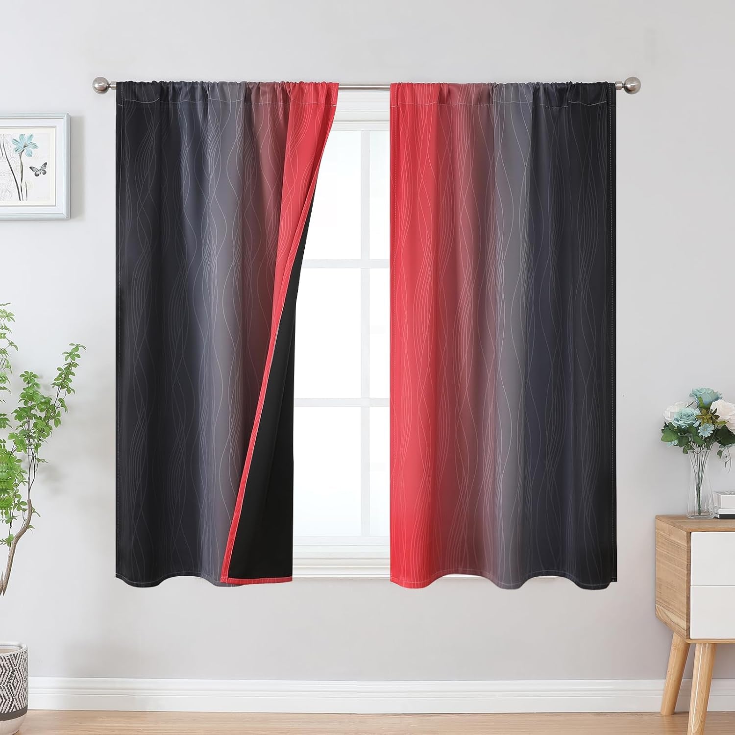 Brown and Greyish White Ombre Blackout Curtains for Bedroom 2 Panels 52x84 | Estelar Textiler Gradient, gallery view 75