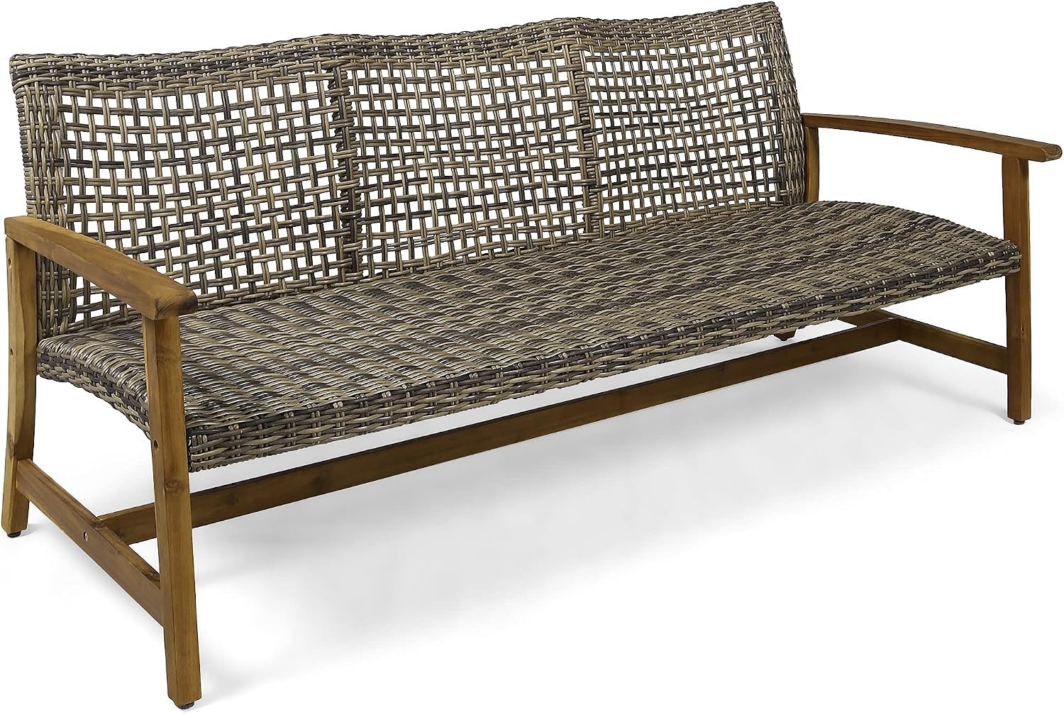 Wicker Sofa, Acacia Frame, 75.50"W x 31.00"D