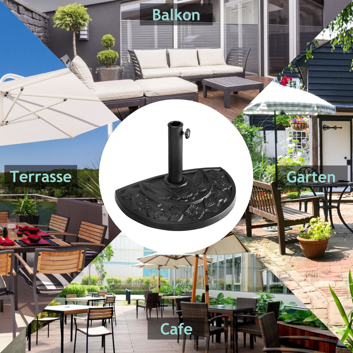 20 Inch Outdoor Patio Half Round Umbrella Base
