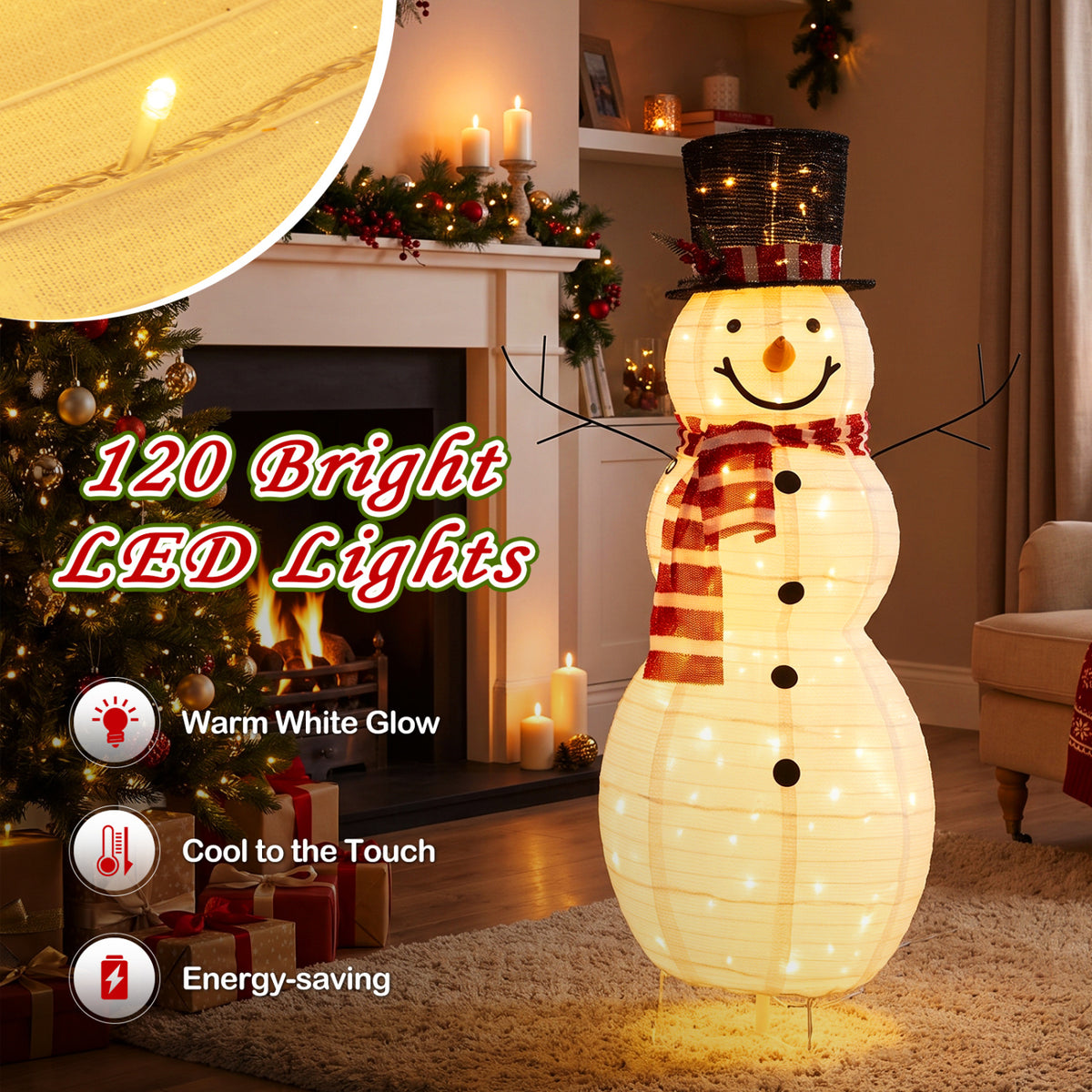 4.2 Ft Lighted Christmas Snowman Decoration