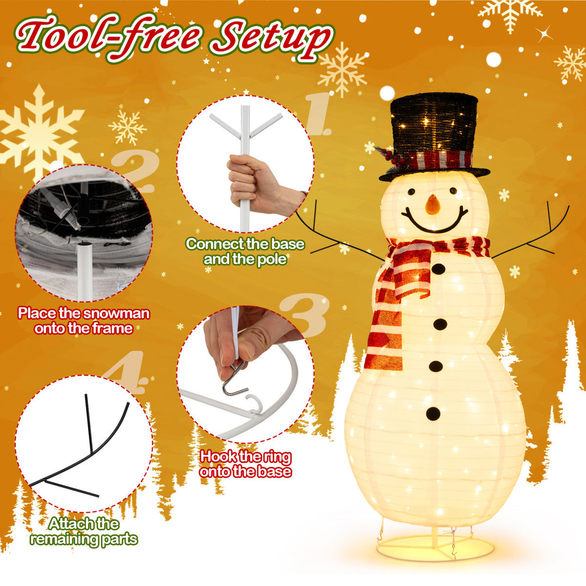 4.2 Ft Lighted Christmas Snowman Decoration