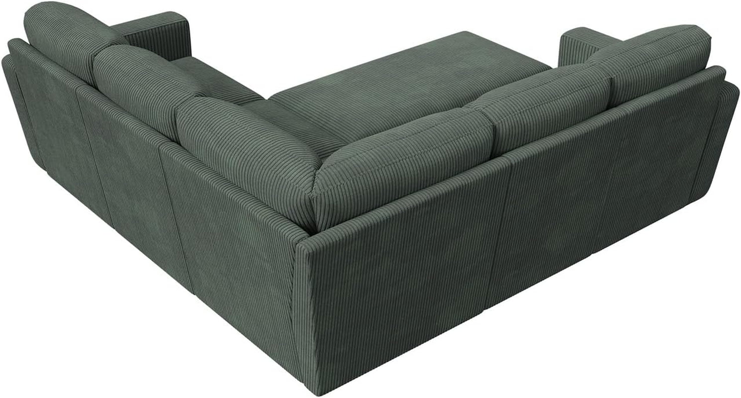 Modular Sectional Sleeper Sofa with Pull Out Bed, Corduroy L Shaped Couch with Storage, Sectional Couches for Living Room, Green