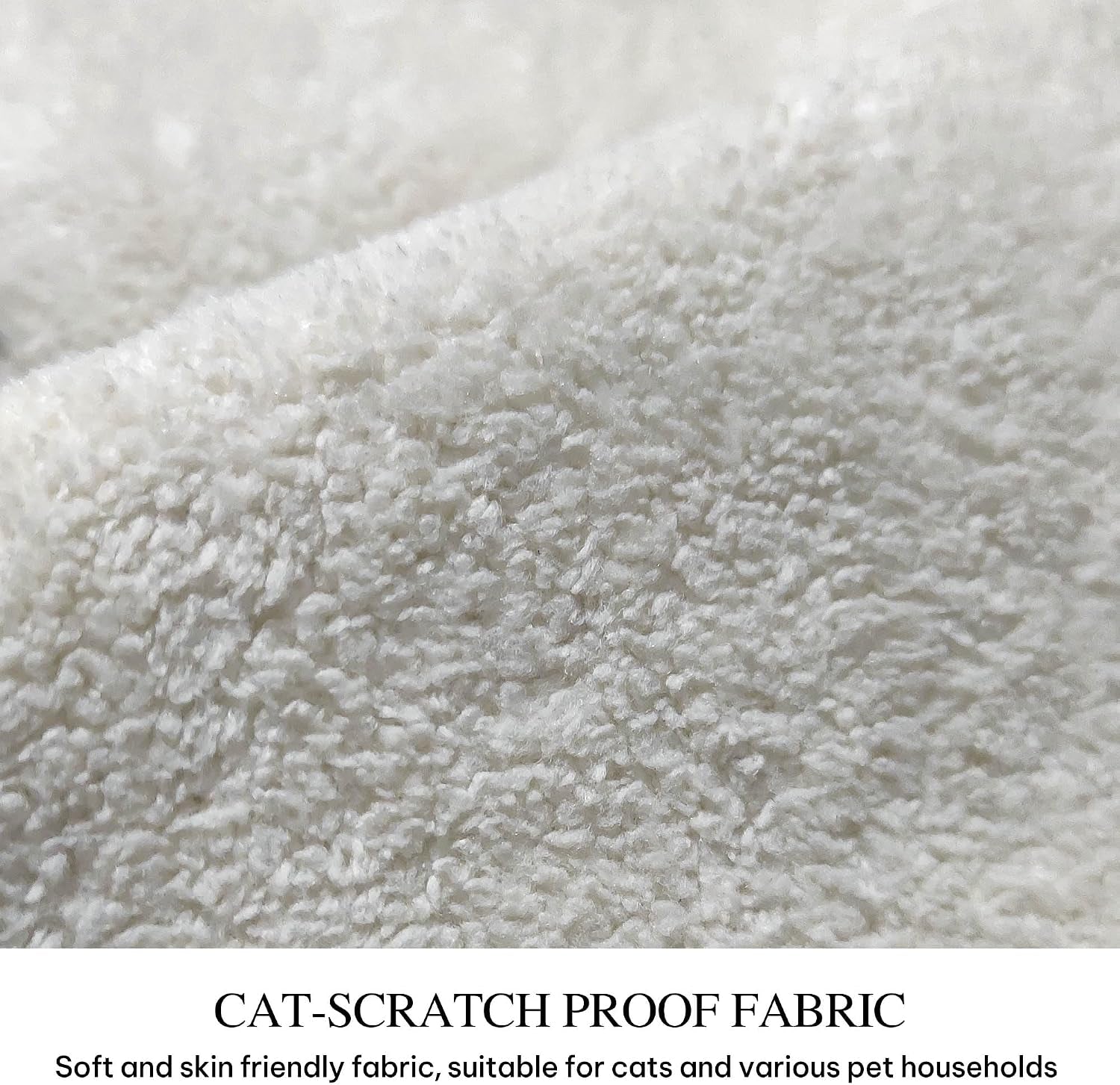 Close-up of soft off-white, nubby textured fabric with short pile