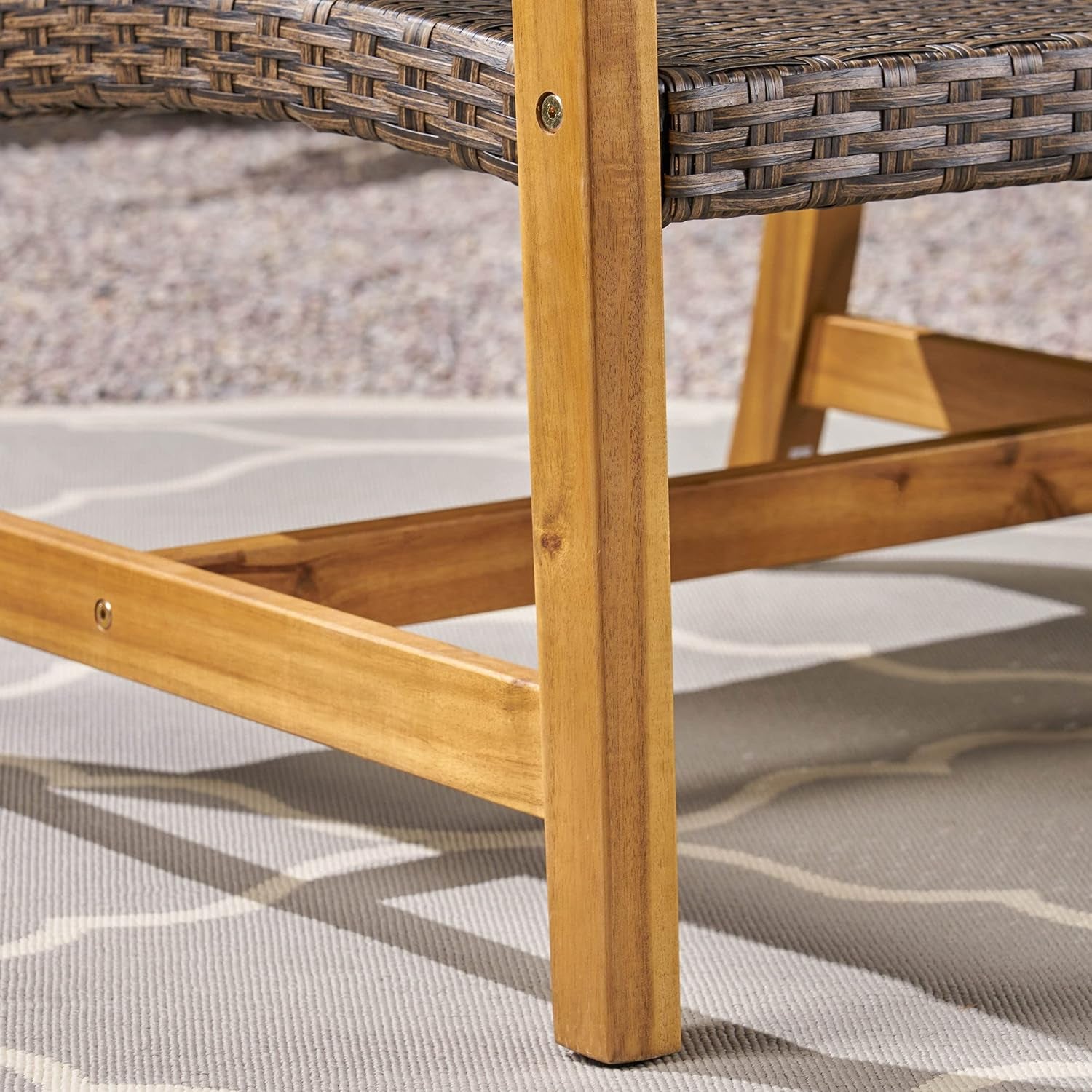 Wicker Sofa, Acacia Frame, 75.50"W x 31.00"D