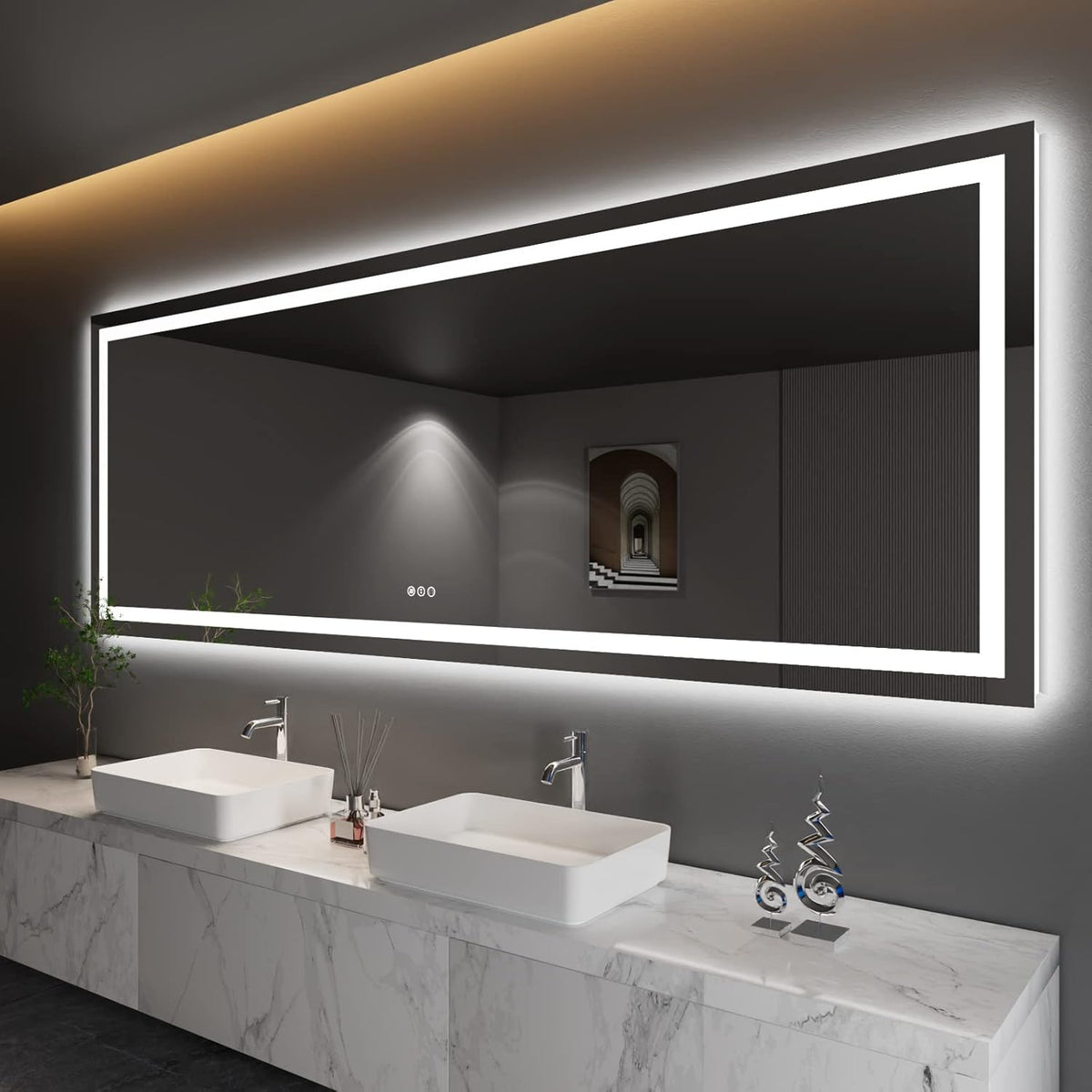 Amorho LED Mirror for Bathroom, 24"x30" with Front Light and Backlight | Stepless Dimmable, Anti-Fog, gallery view 21