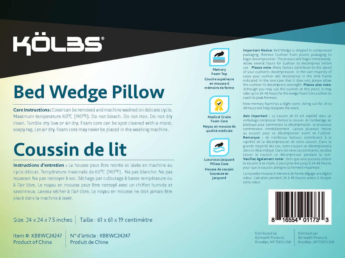 Blue-and-white product label with care instructions and icons photographed flat.
