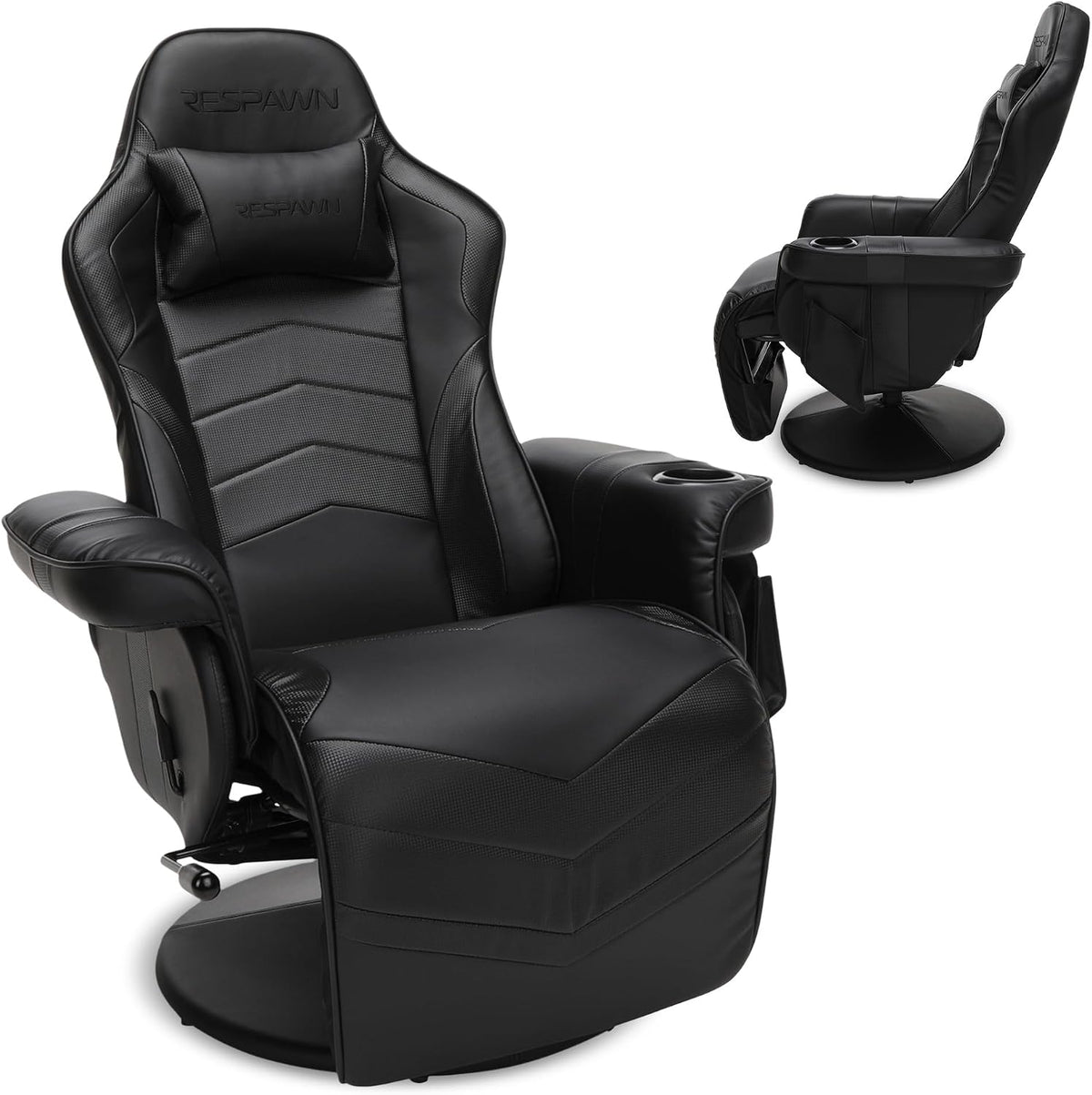 RESPAWN 900 Gaming Recliner Chair with Footrest, Cup Holder and Swivel | Ergonomic gaming recliner with, gallery view 9
