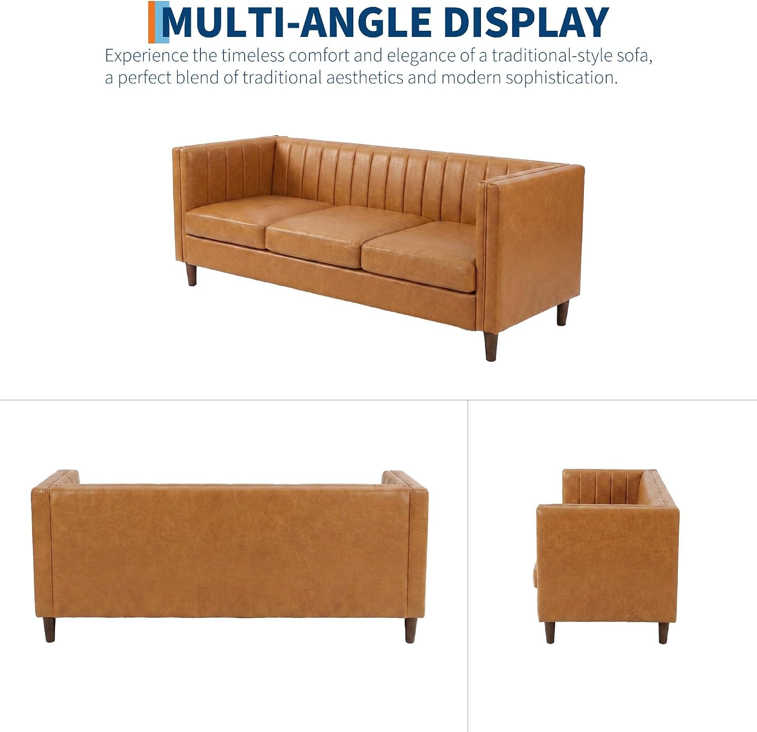81.1" PU Leather 3-Seat Sofa
