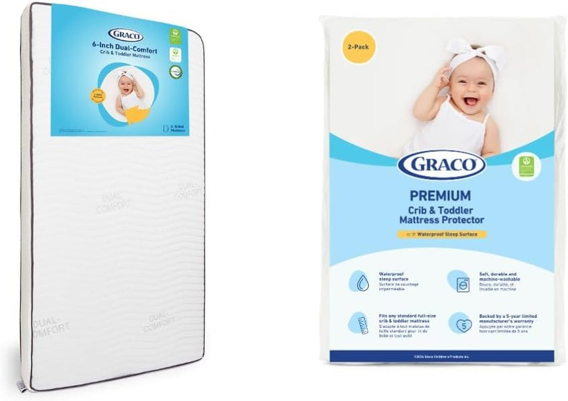 Mattress standing beside packaged protector set displayed as a two-item bundle against white