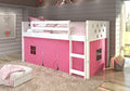 DONCO KIDS Circles Low Loft Bed with Pink Tent, Twin, White