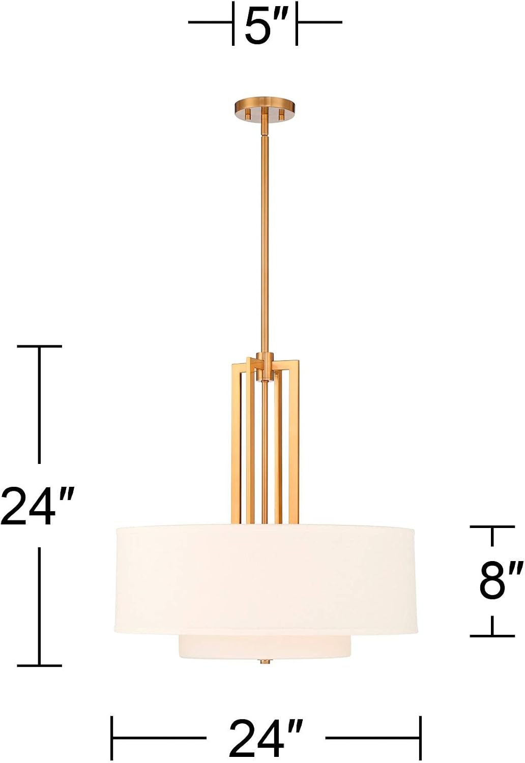 Underside view showing frosted white inner glass shade and lower finial beneath the drum