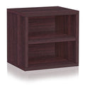 Way Basics Eco Stackable Connect Storage Cube with Shelf Cubby Organizer, Espresso Wood Grain (Tool-Free Assembly and Uniquely Crafted from Sustainable Non Toxic zBoard Paperboard)