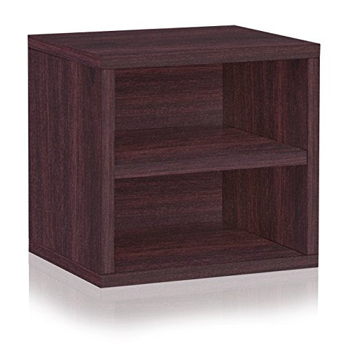 Way Basics Eco Stackable Connect Storage Cube with Shelf Cubby Organizer, Espresso Wood Grain (Tool-Free Assembly and Uniquely Crafted from Sustainable Non Toxic zBoard Paperboard)