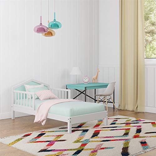 Novogratz Albie A-Frame Toddler Reversible Headboard, White, Mint Green Bed with Head Board
