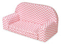 Badger Basket Chevron Upholstered Doll Sofa with Foldout Bed (fits American Girl Dolls), Pink/White