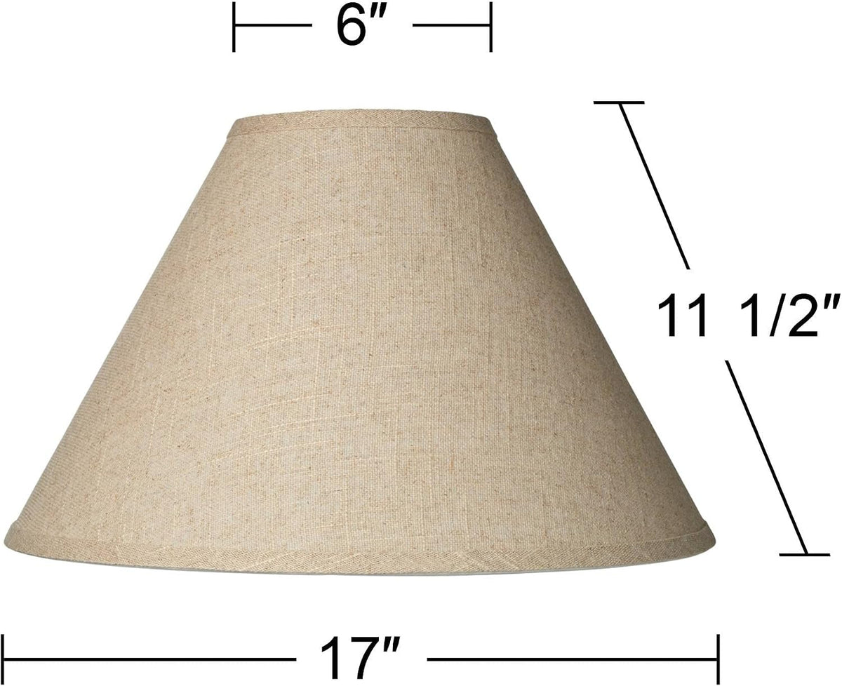 Empire lamp shade with dimensions labeled 6" top, 17" bottom, 11.5" slant on a white background
