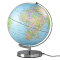 Wild Wood Illuminated Geographic World 12" Desk Globe with Stand, LED Lighting, and USB Plug, Classic (AWWL100)