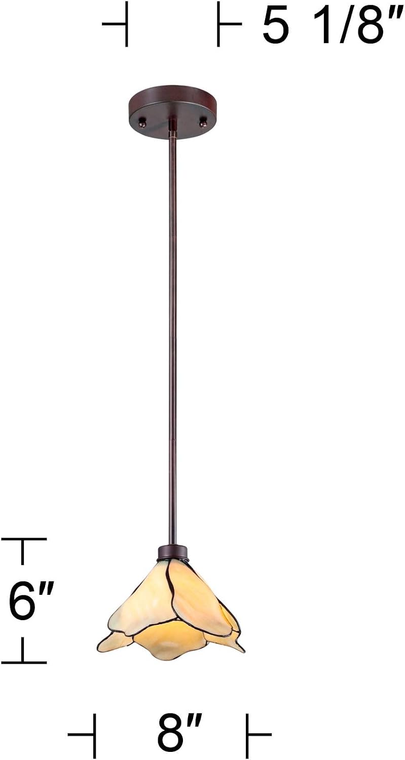 Pendant shown with dimension markers indicating an 8 inch shade width and 6 inch shade height.