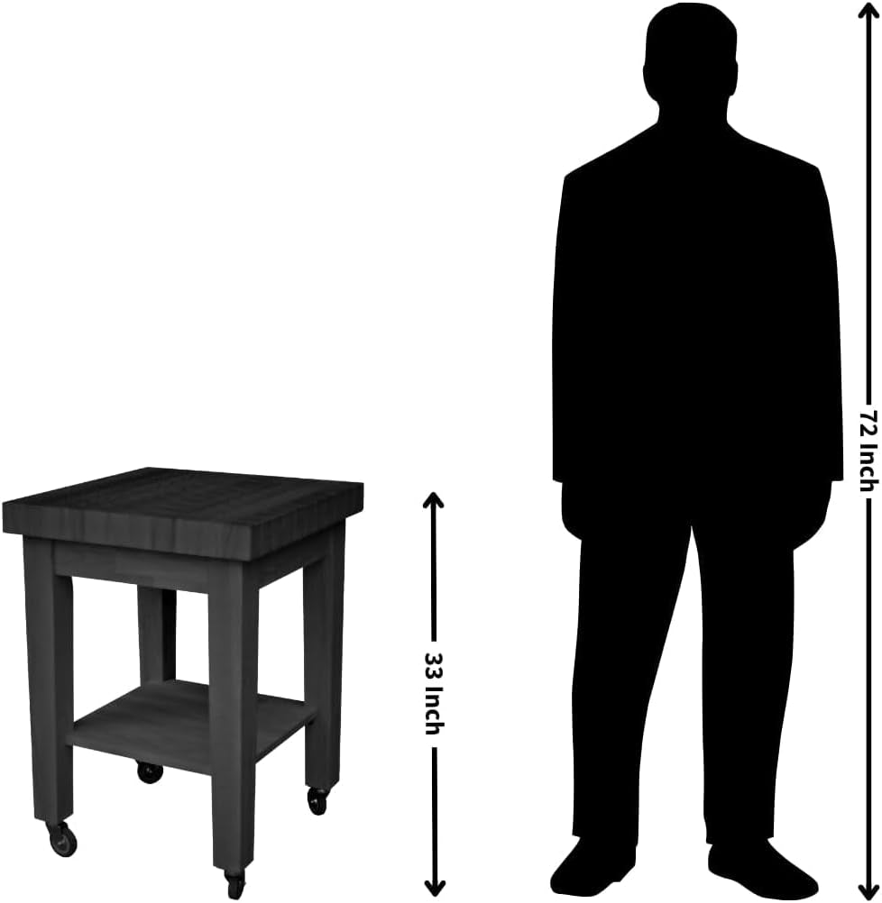 silhouette scale image showing the island cart next to a full-height human figure to illustrate relative size