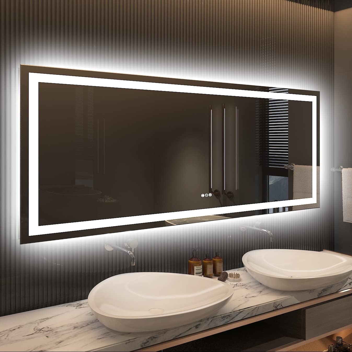 Amorho LED Mirror for Bathroom, 24"x30" with Front Light and Backlight | Stepless Dimmable, Anti-Fog, gallery view 9