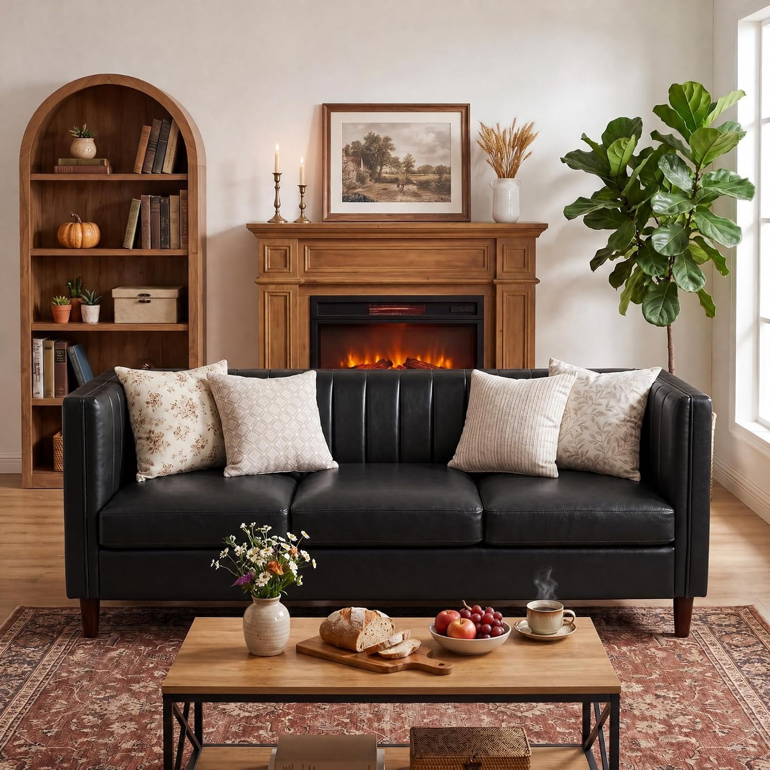 81.1" PU Leather 3-Seat Sofa