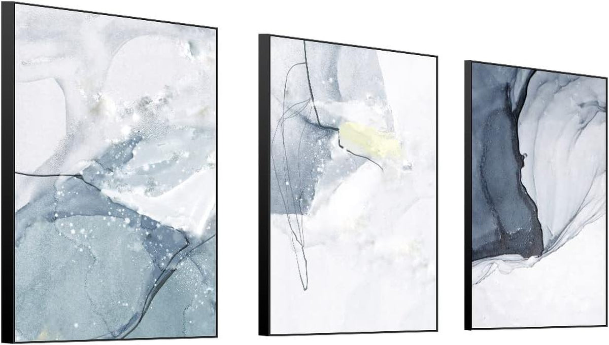 Three individual framed panels shown side-by-side on a white background with black frame edges visible