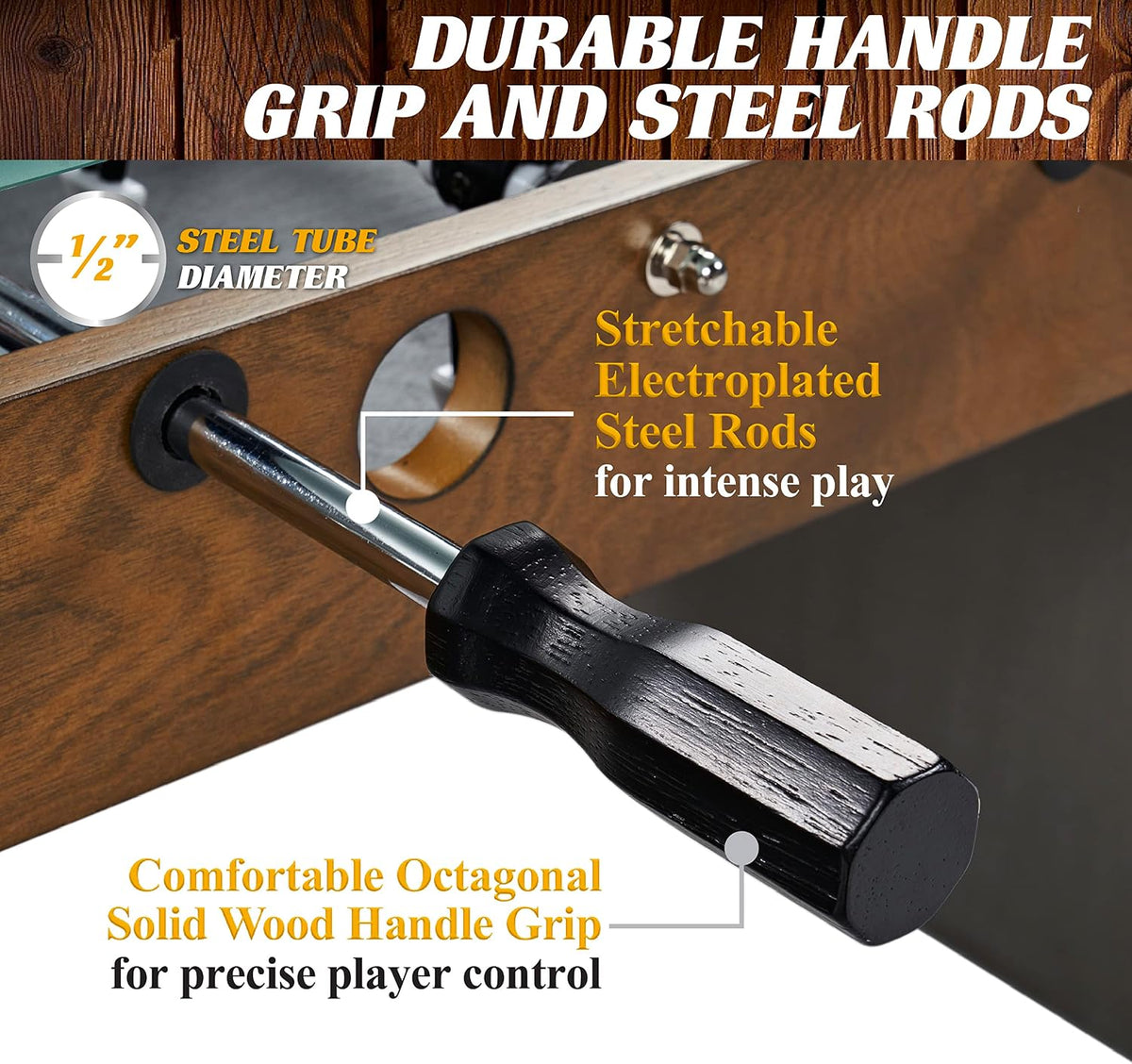 Solid wood square bead scorer set into the tabletop edge with faux concrete leg detail
