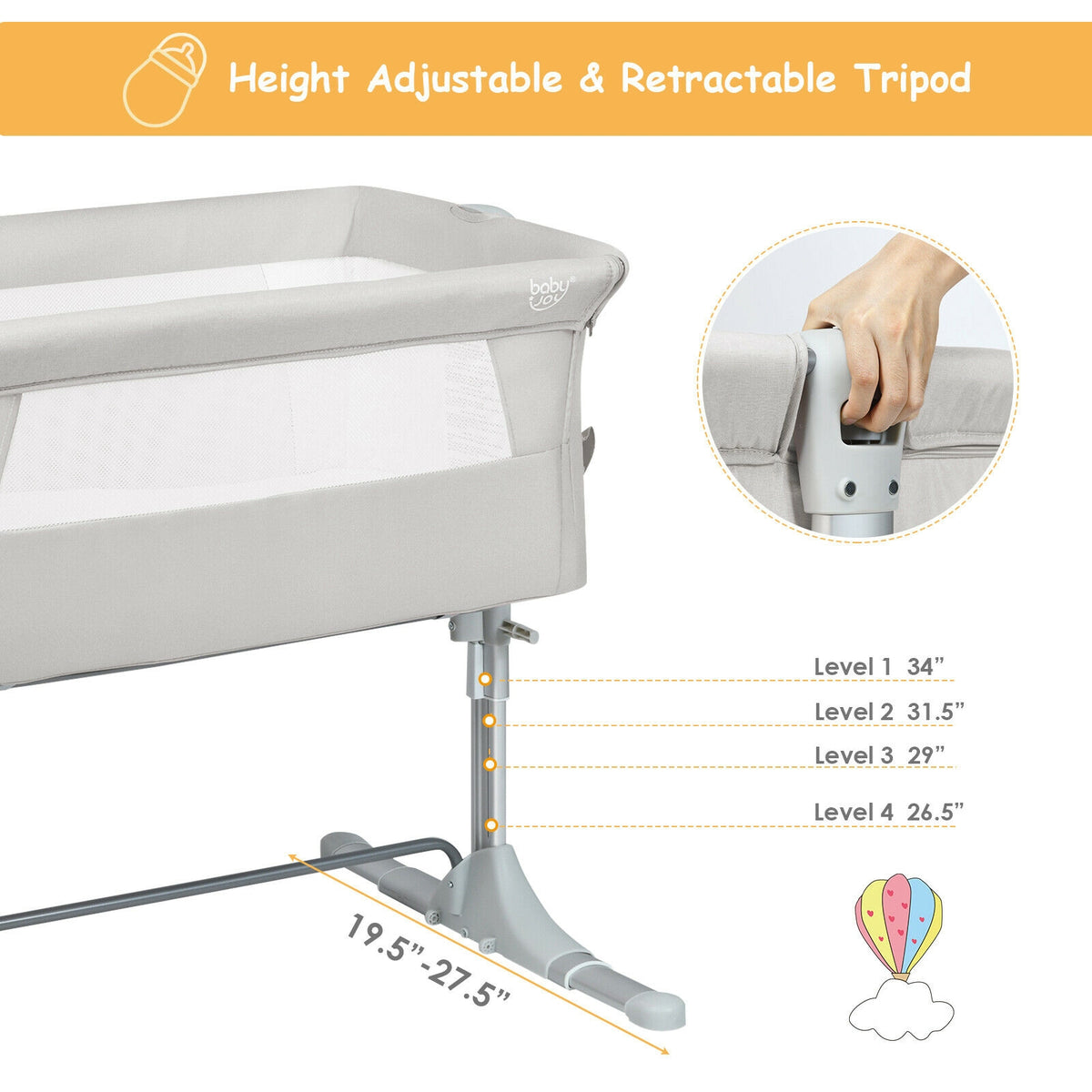 Travel Portable Baby Bed Side Sleeper Bassinet Crib with Carrying Bag