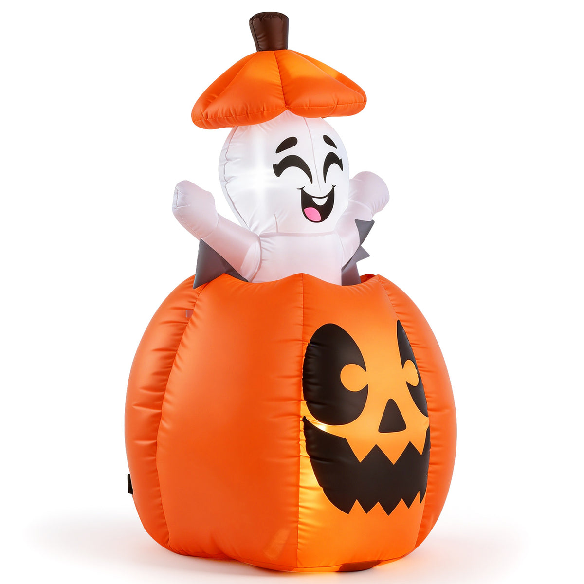 5 FT Animated Halloween Inflatable Pumpkin and Rising Ghost for Holiday Decor