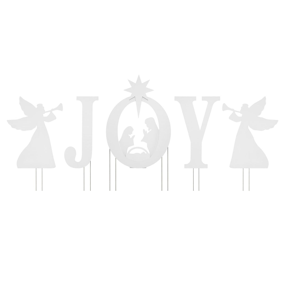 5 PCS JOY Nativity Christmas Yard Sign Set with Angels for Garden