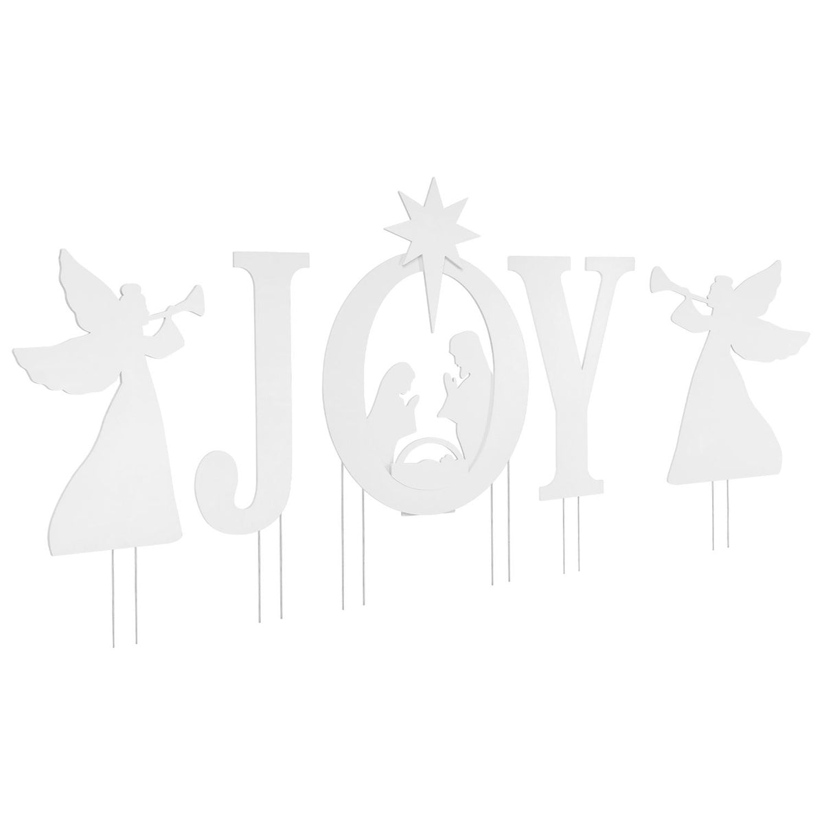 5 PCS JOY Nativity Christmas Yard Sign Set with Angels for Garden