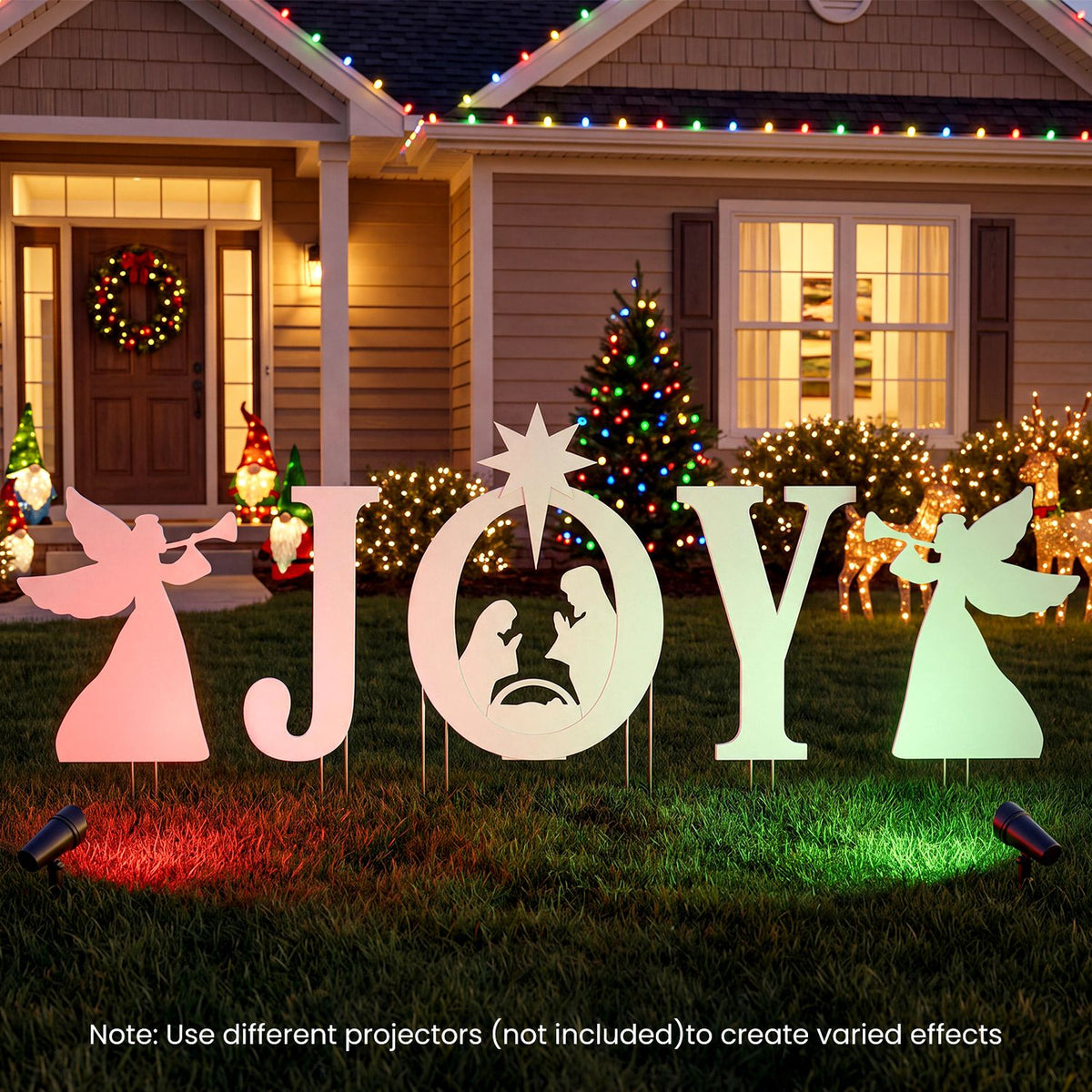 5 PCS JOY Nativity Christmas Yard Sign Set with Angels for Garden
