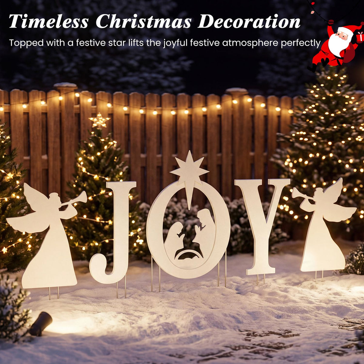5 PCS JOY Nativity Christmas Yard Sign Set with Angels for Garden