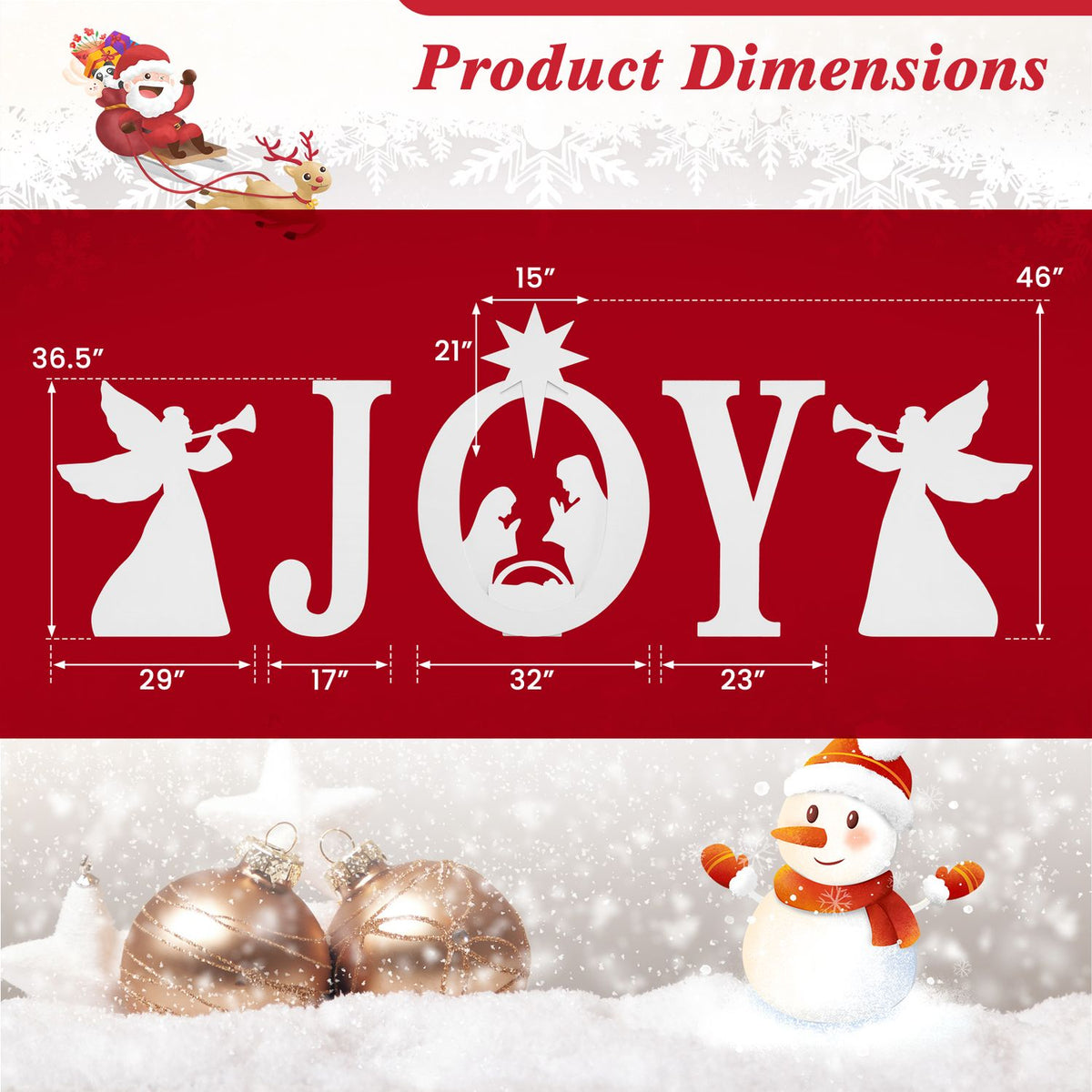 5 PCS JOY Nativity Christmas Yard Sign Set with Angels for Garden
