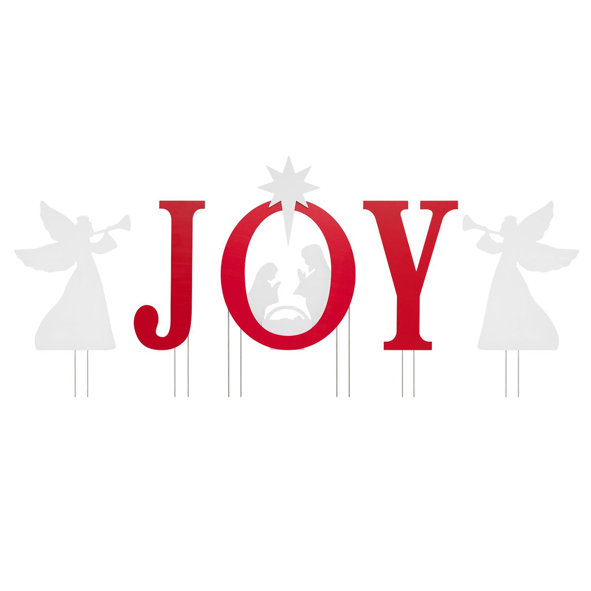 5 PCS JOY Nativity Christmas Yard Sign Set with Angels for Garden