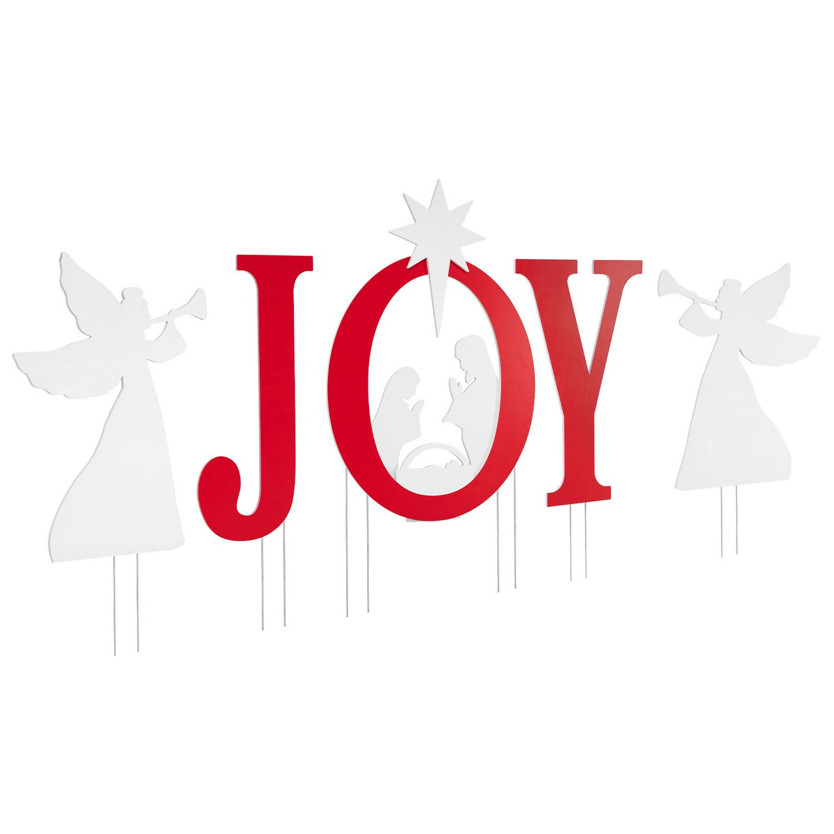 5 PCS JOY Nativity Christmas Yard Sign Set with Angels for Garden