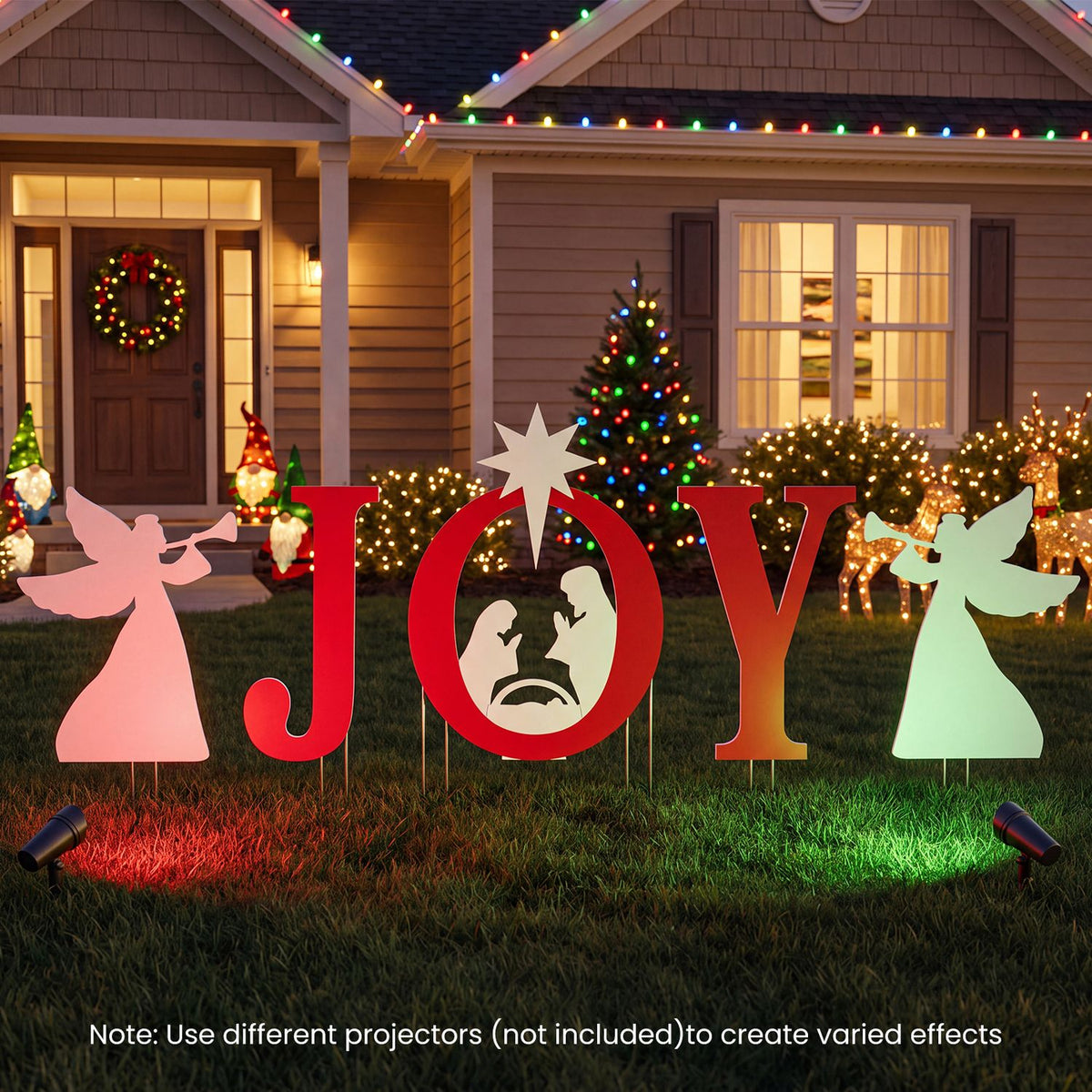 5 PCS JOY Nativity Christmas Yard Sign Set with Angels for Garden