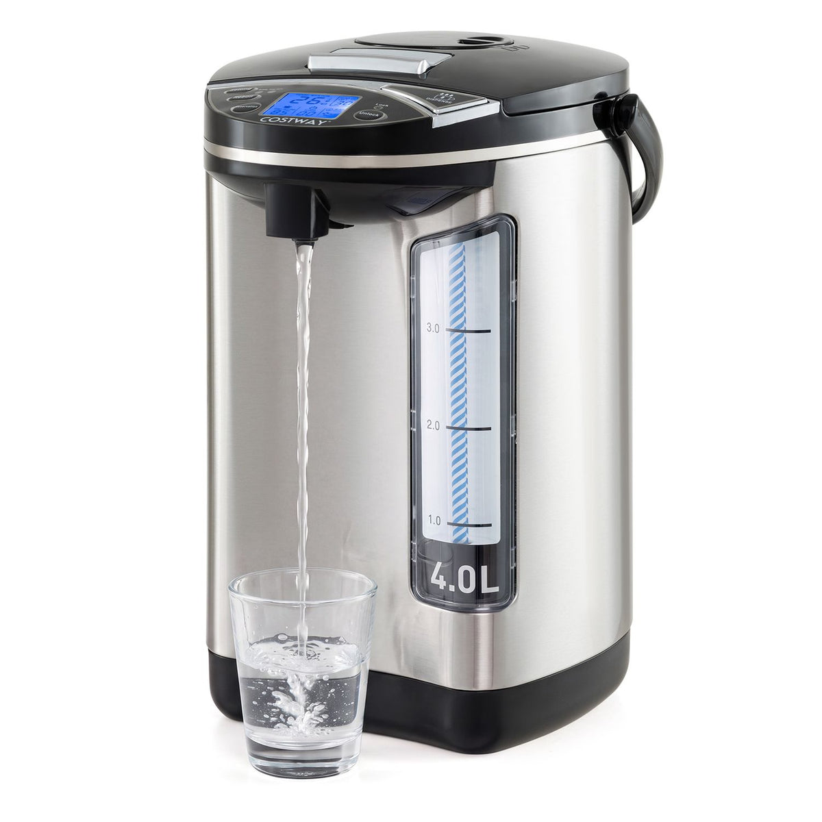 5 Temp Settings Stainless Steel Hot Water Dispenser with Auto-Shut Off and Dry Burn Protection, 4L