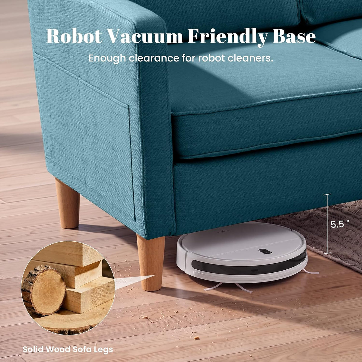 80" Chenille Sofa Mid Century Modern 3 Seater Couch for Living Room Office | Removable Seat & Backrest, gallery view 8