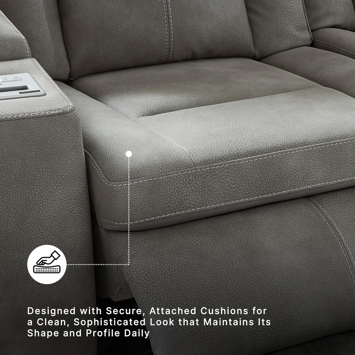 Signature Design by Ashley Next-Gen Durapella Modern Faux Leather Power Reclining Sofa with Adjustable Headrest, Gray