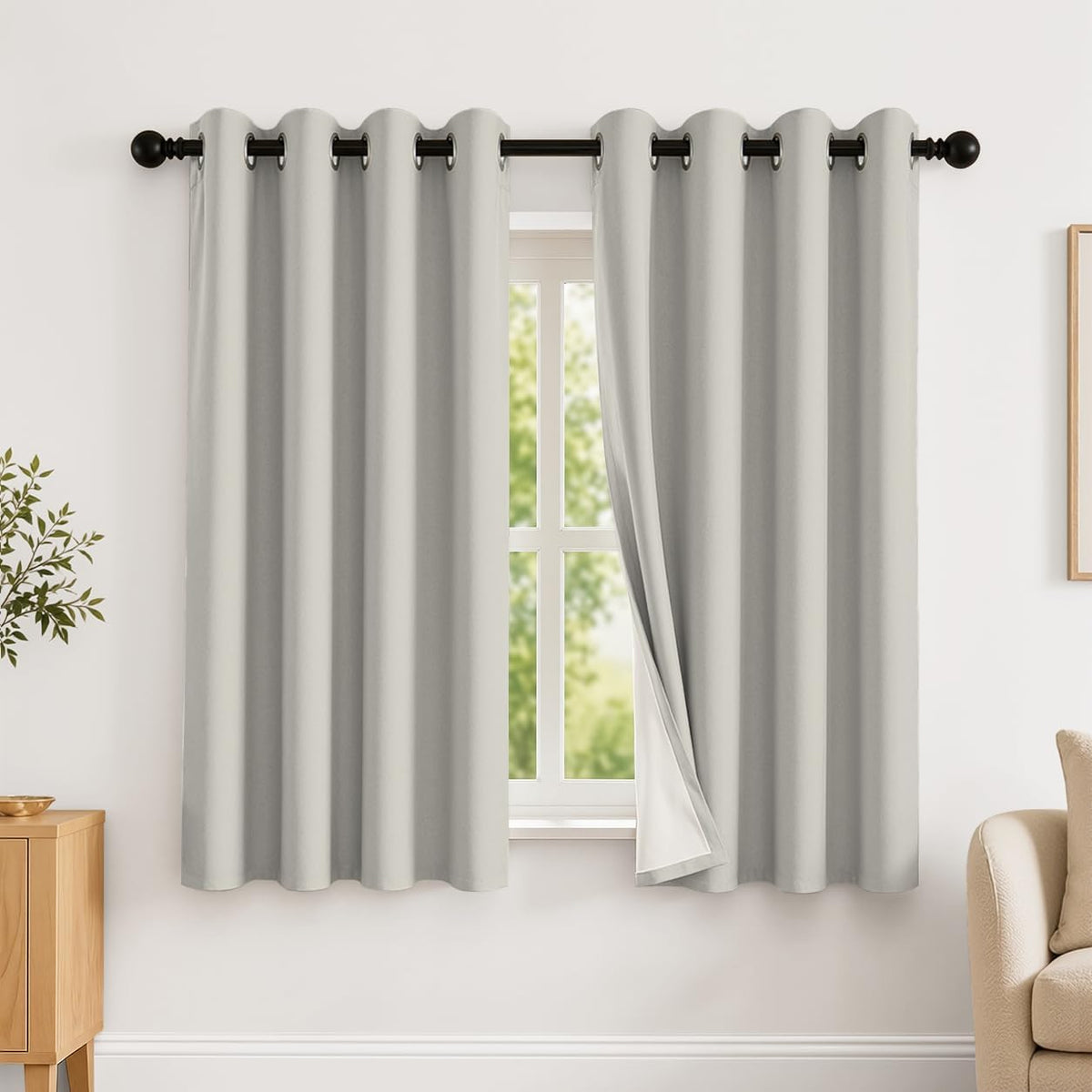 2 Panels 100% Blackout Curtains, Midweight Grommet Drapes | Thermal Insulated Drapes With White Backing, gallery view 81