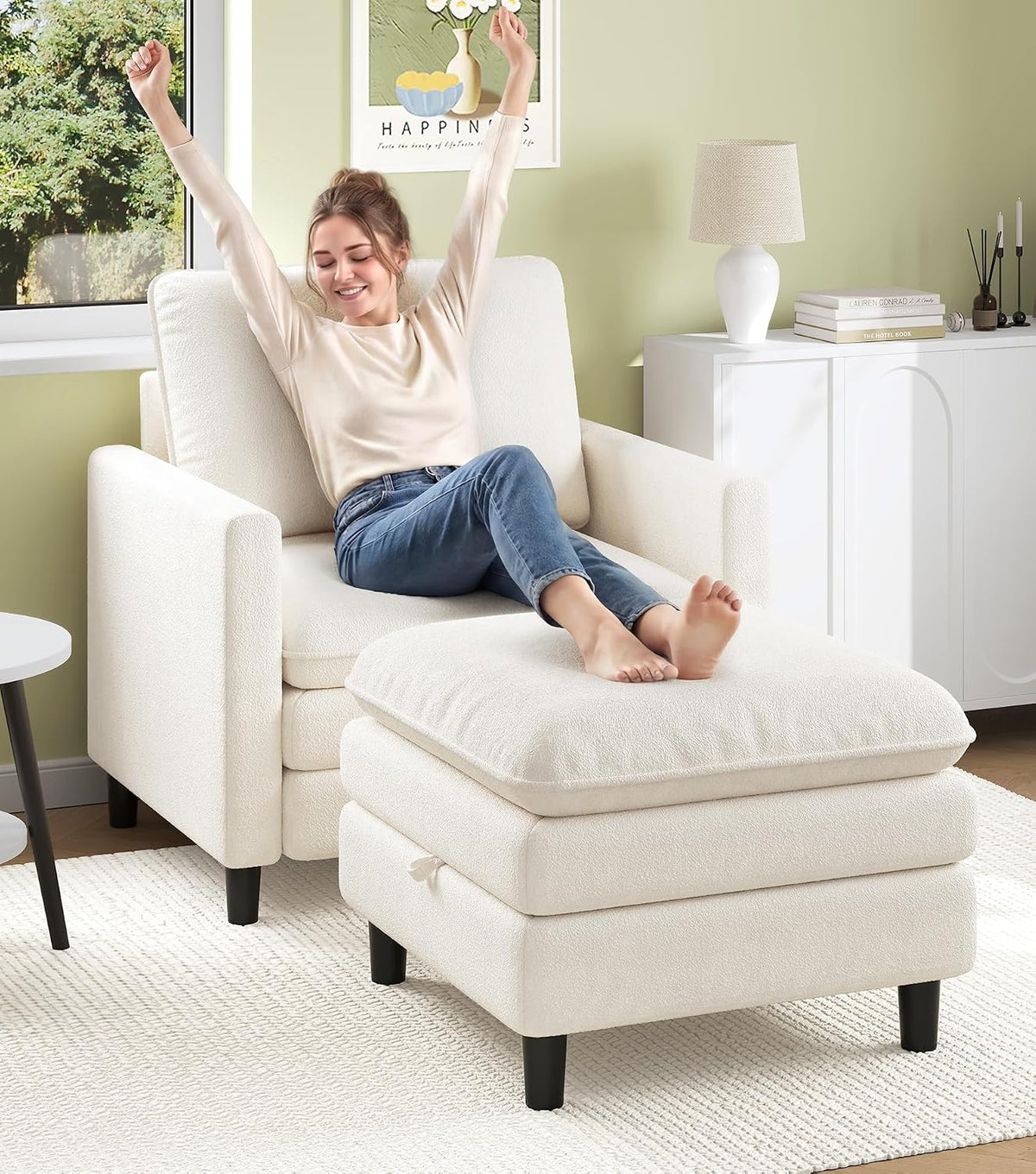Welzona Loveseat, 51" Small Couch, Teddy Love Seat, Small Loveseat Sofa | Comfy Teddy Fabric, Tool-free, gallery view 22