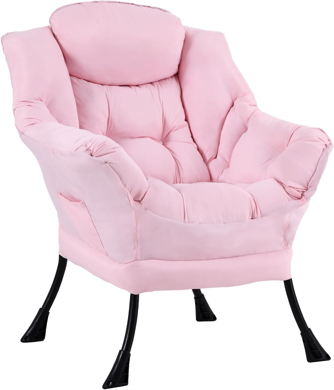 Soft pink oversized armchair shown alone on a white background