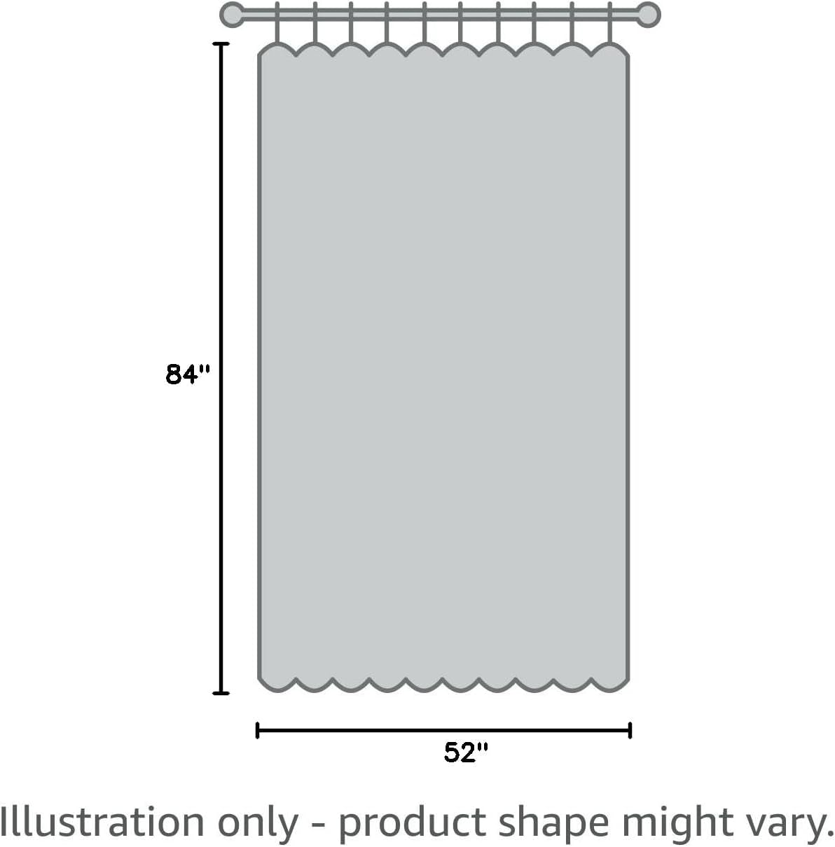 Simple diagram of a single curtain panel hung on a rod with height and width markers.