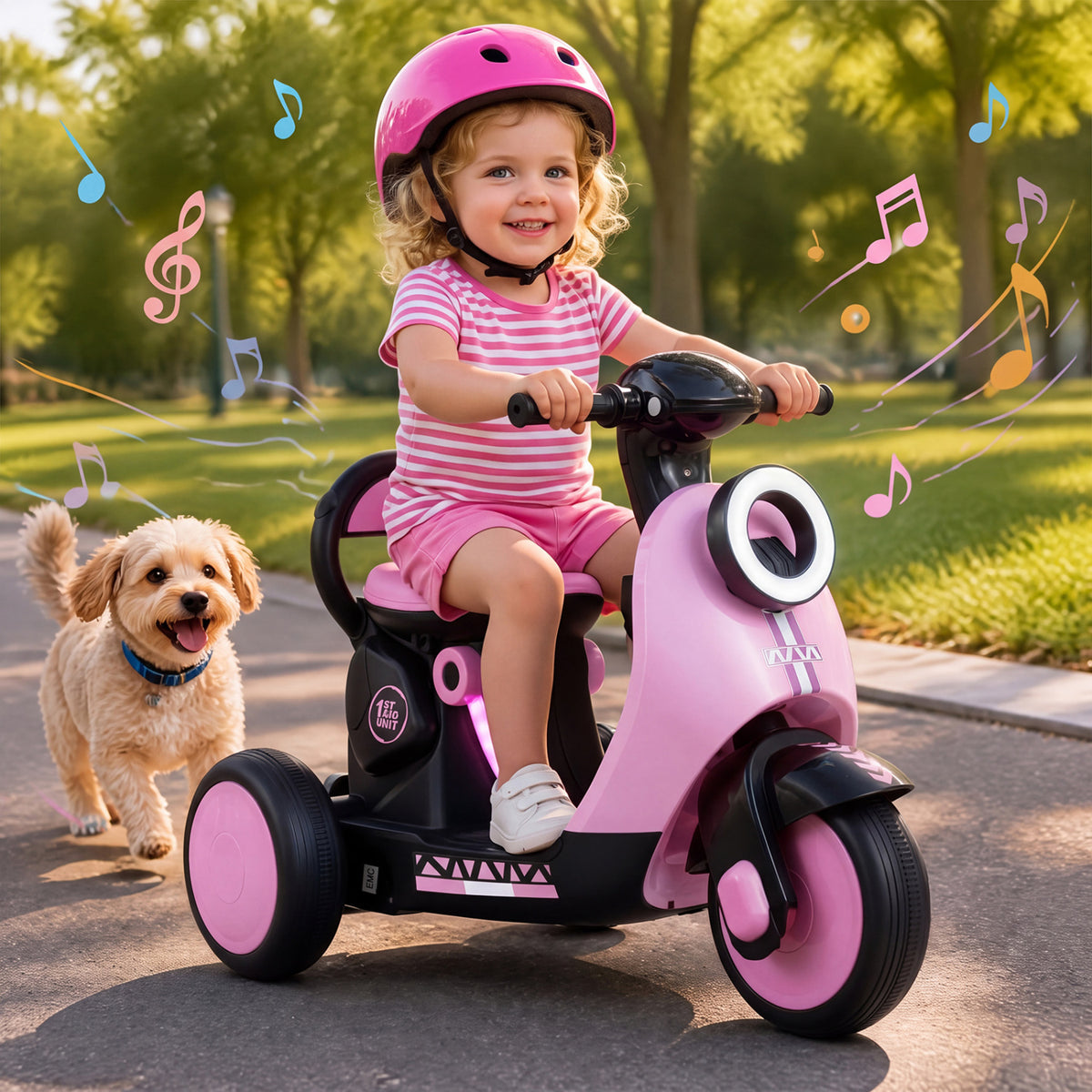 6V Electric Ride on Motorcycle with LED Headlight for Kids Aged 3-5 Years