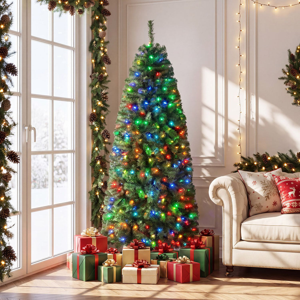7.5 FT Smart Pencil Christmas Tree with Pre