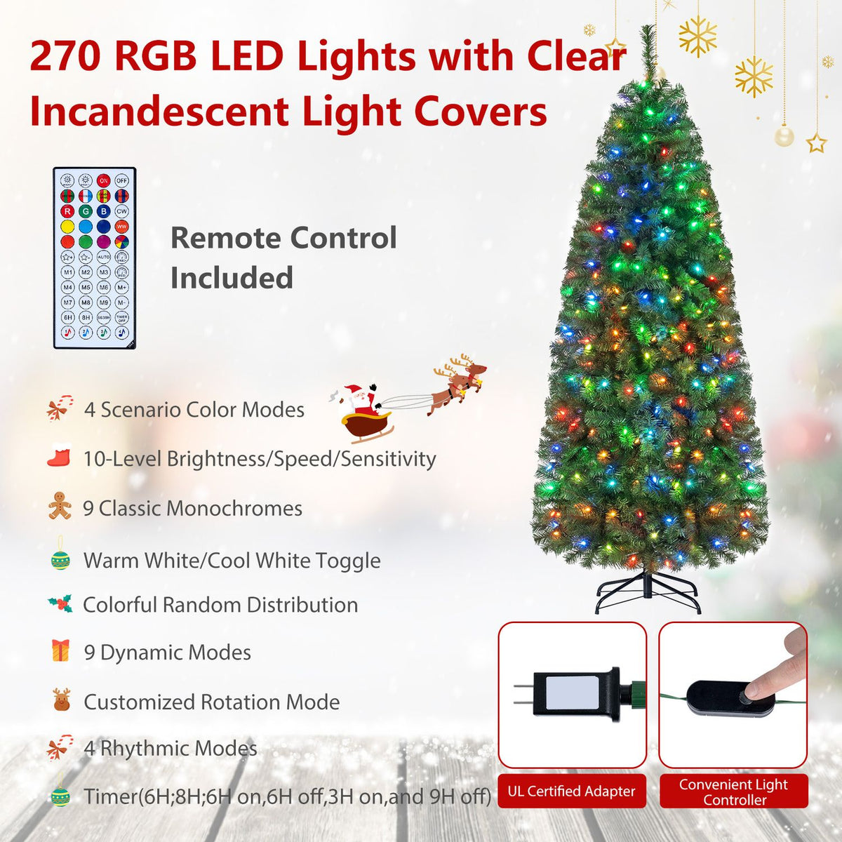 7.5 FT Smart Pencil Christmas Tree with Pre