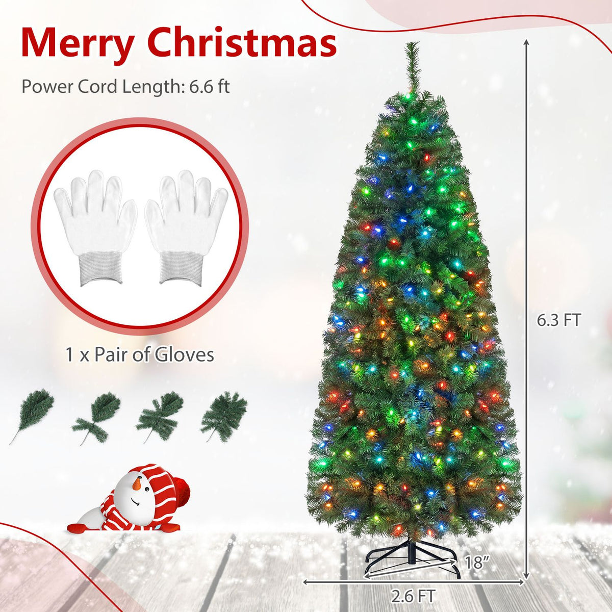 7.5 FT Smart Pencil Christmas Tree with Pre