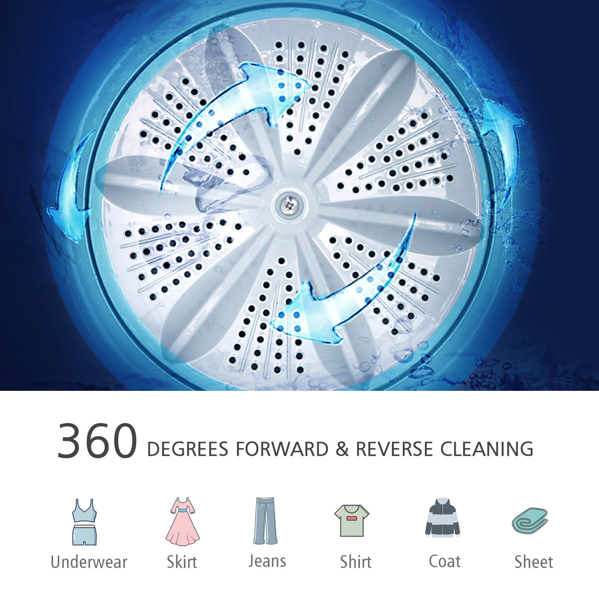 Full-Automatic Washing Machine with Built-in Barrel Light