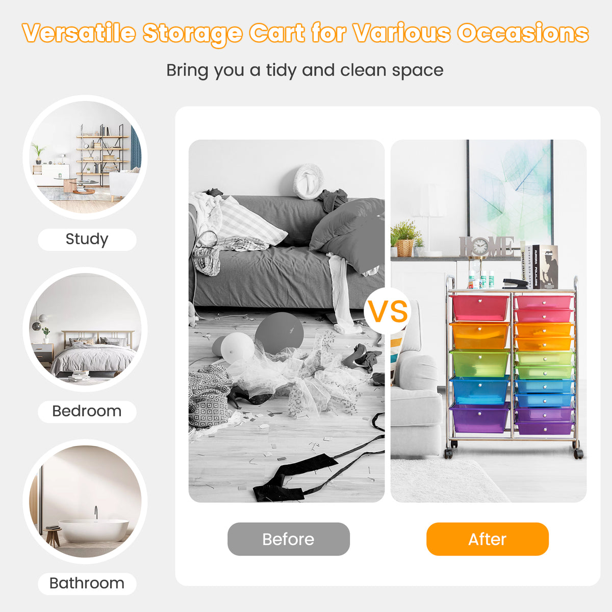 15 Drawers Rolling Storage Cart Organizer